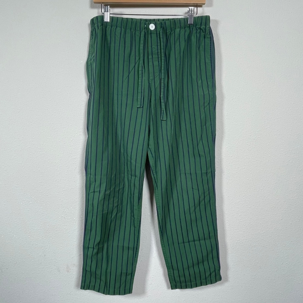 Sleepy Jones Pajama Pants Men M Green Striped Sleepwear Cotton Lounge Coastal